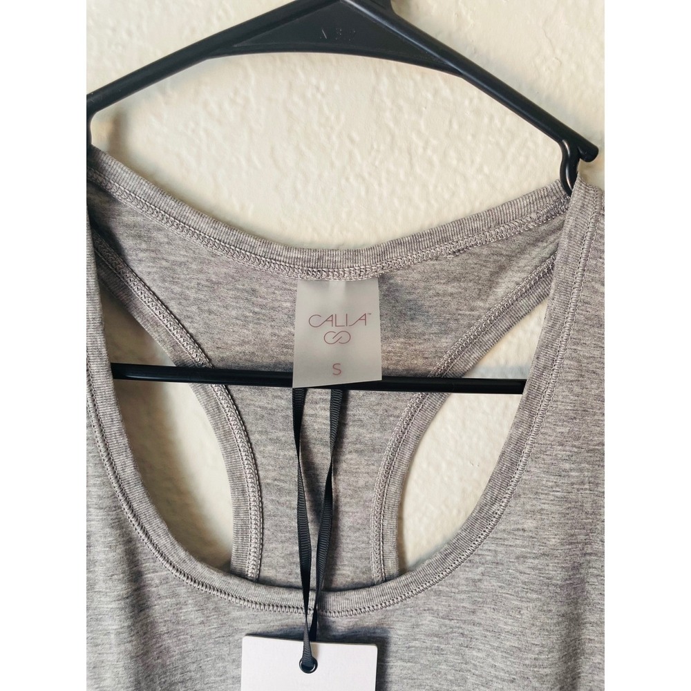 CALIA Womens Thrive Scoop Tank Mid Grey Heather Racerback Wicking Atleisure SZ S - Picture 3 of 9